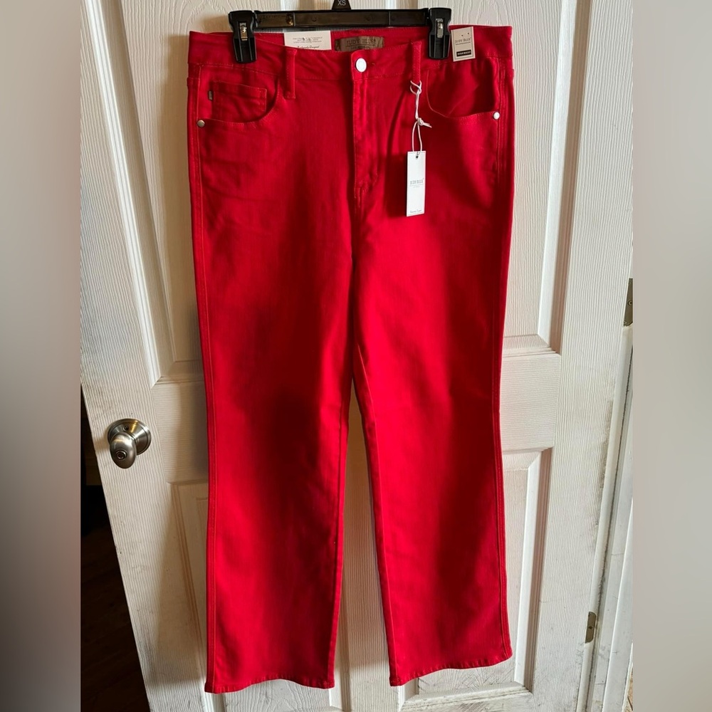 Judy Blue Red Straight-Leg Jeans